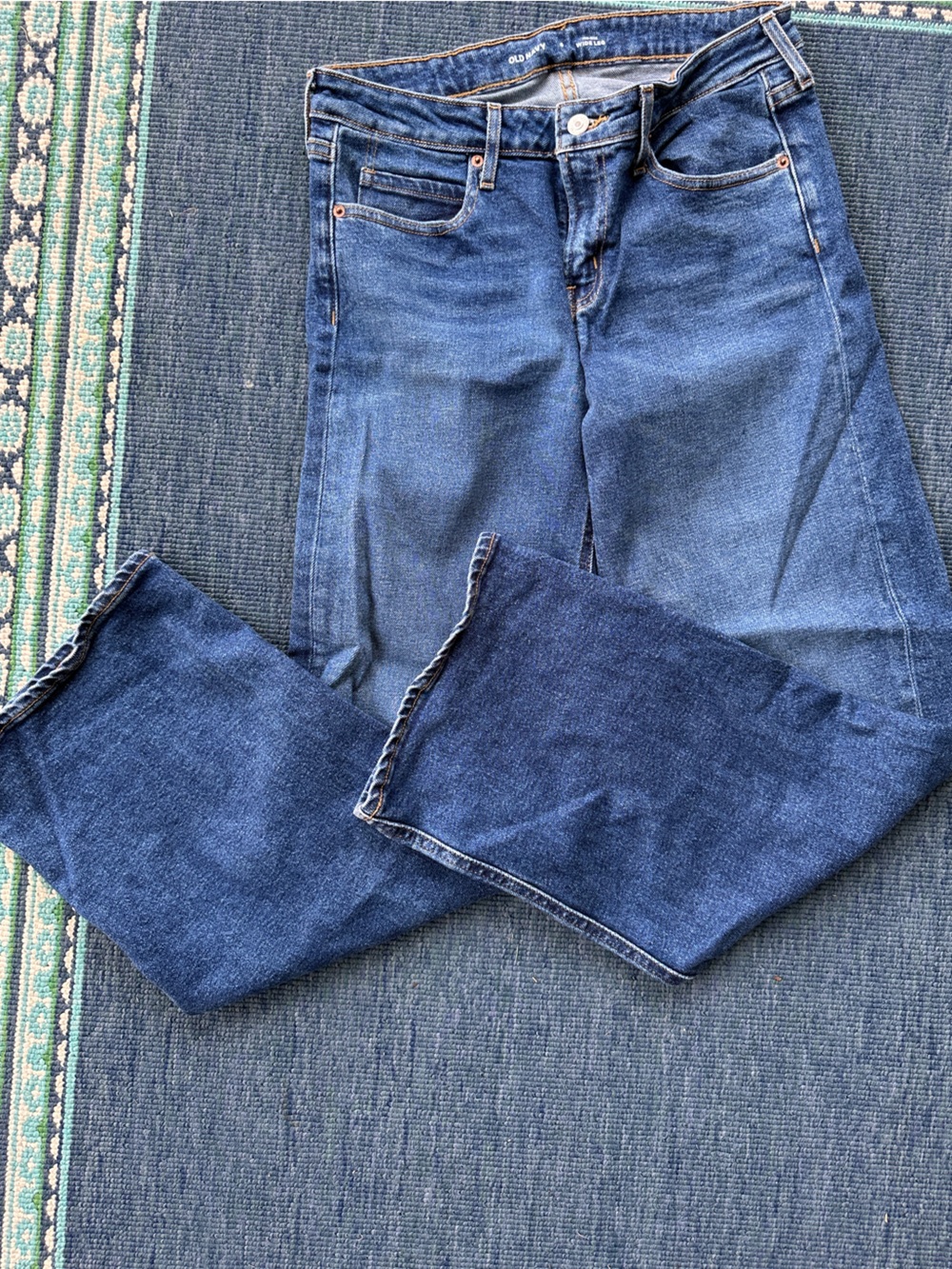 Old Navy thick Mid Rise Wide Leg Blue Denim Jeans size 6 - Picture 3 of 9